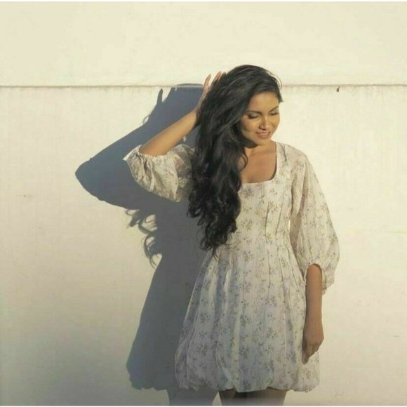 NWT BROCK COLLECTION X H&M COLLABORATION WHITE FLORAL BALLON HEM DRESS SZ MEDIUM - Picture 2 of 12